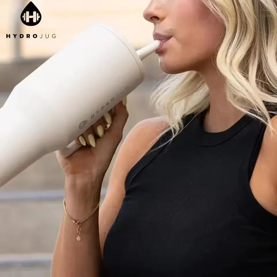 HydroJug Traveler - 40 oz Water Bottle with Handle & Flip Straw - Fits in Cup Holder, Leak Resistant Tumbler-Reusable Insulated Stainless Steel & Rubber Base - Gifts for Women & Men, Black