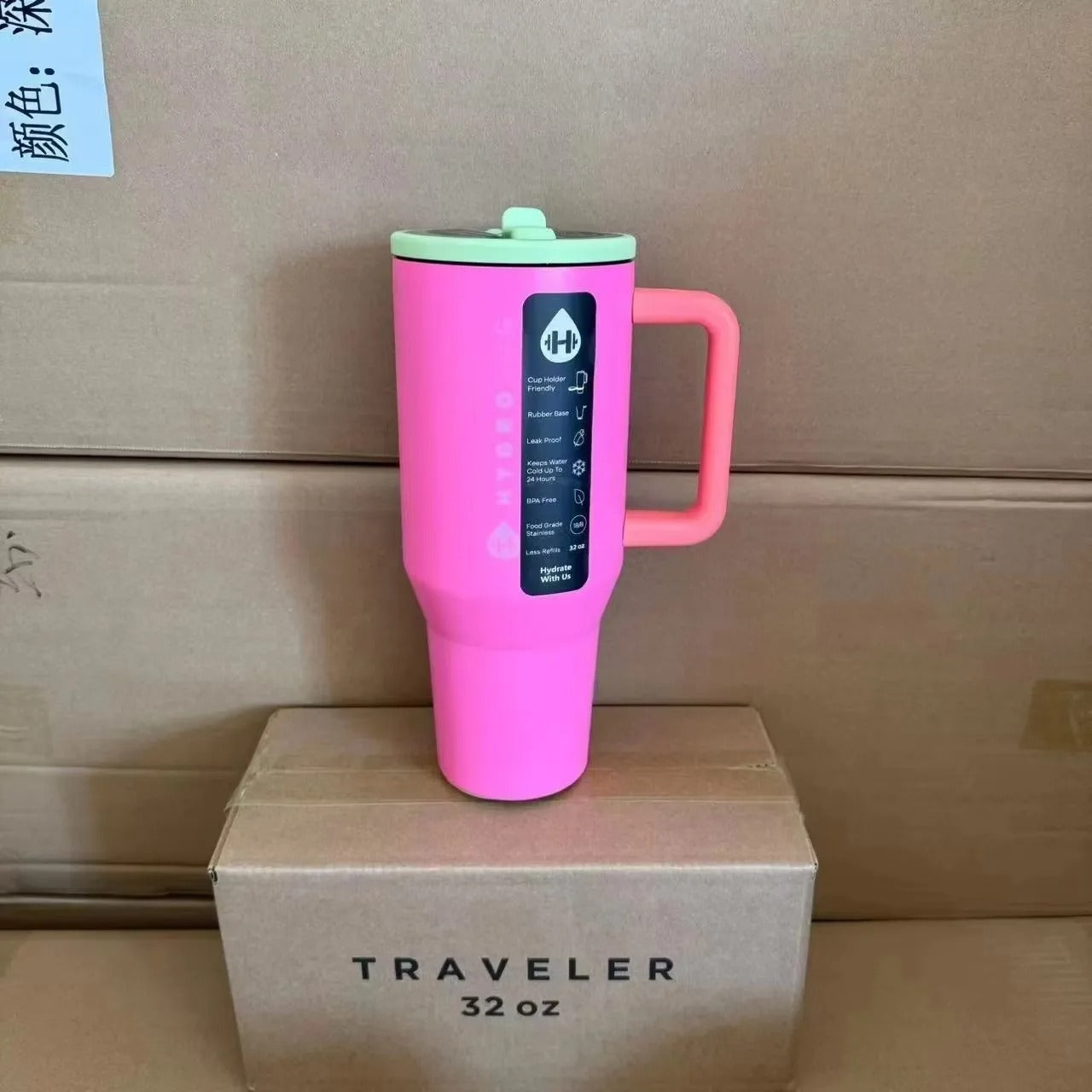HydroJug Traveler - 40 oz Water Bottle with Handle & Flip Straw - Fits in Cup Holder, Leak Resistant Tumbler-Reusable Insulated Stainless Steel & Rubber Base - Gifts for Women & Men, Black