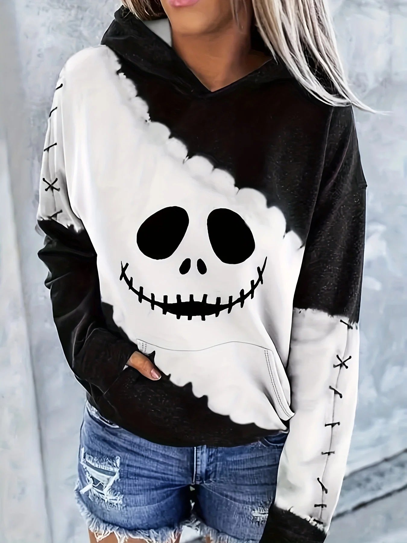 Halloween Evil Face Pattern 3D print Hoodie Men Women Autumn Thin Pullover Sweatshirt Vintage Streetwear Halloween Tops