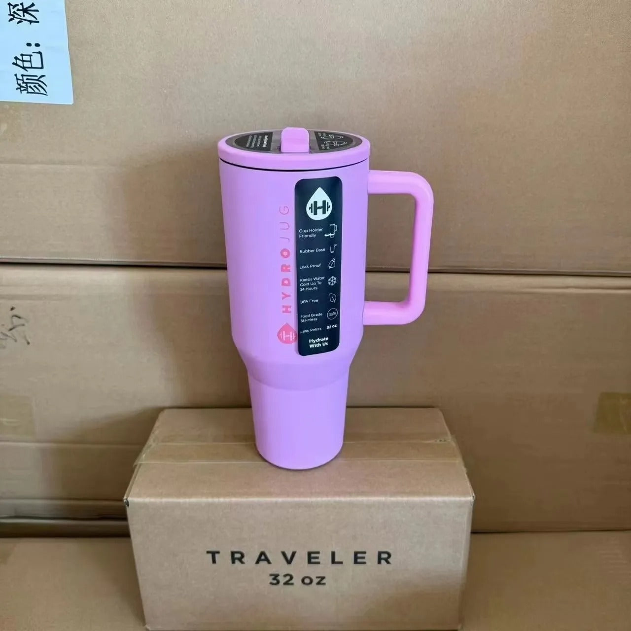 HydroJug Traveler - 40 oz Water Bottle with Handle & Flip Straw - Fits in Cup Holder, Leak Resistant Tumbler-Reusable Insulated Stainless Steel & Rubber Base - Gifts for Women & Men, Black