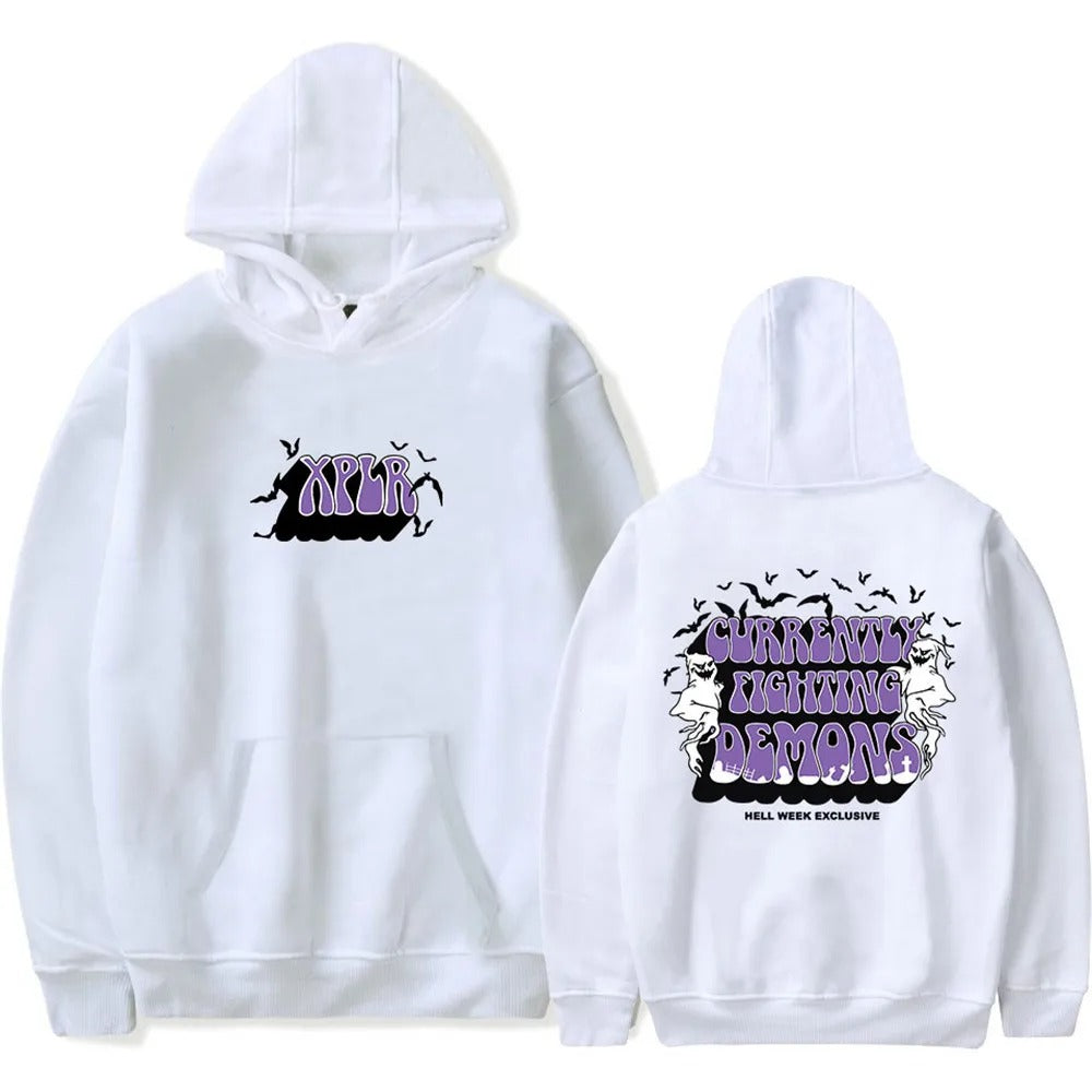 XPLR Sam and Colby Hell Week Fighting Demons HW Halloween Merch Hoodies Unisex Hooded Sweatshirt Casual Clothing